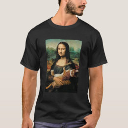 Mona Lisa holding her cat Cat lovers  T-Shirt