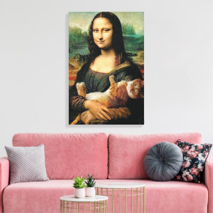 Mona Lisa holding her cat Leonardo da Vinci Canvas Print