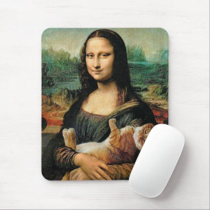 Mona Lisa holding her cat Leonardo da Vinci Mouse Mat