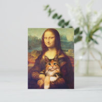 Mona Lisa holding her cat pet Leonardo da Vinci