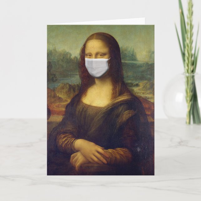 Mona lisa in a surgical mask leonardo da Vinci Card (Front)