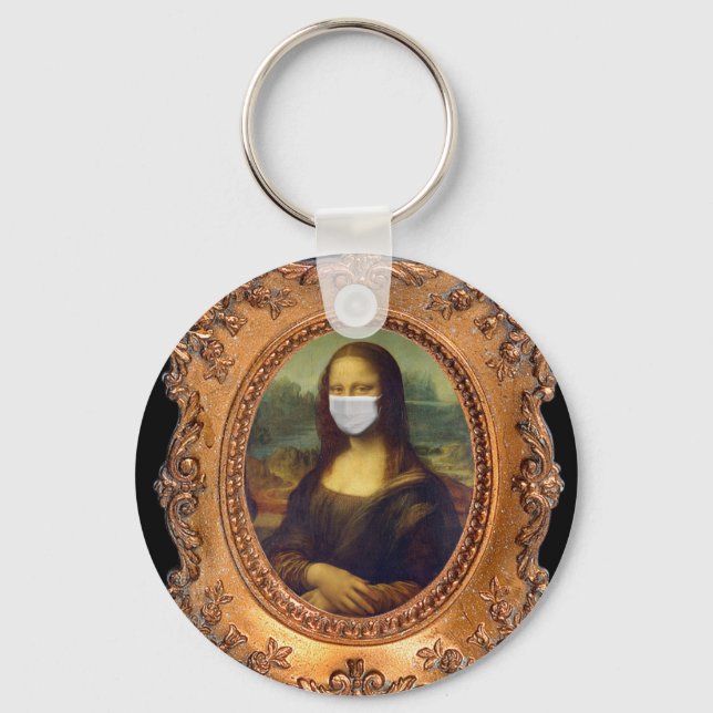 Mona lisa in a surgical mask leonardo da Vinci Key Ring (Front)