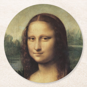 Mona Lisa in detail by Leonardo da Vinci Round Paper Coaster
