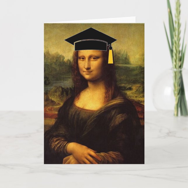 Mona Lisa in Graduation Cap and Tassel Card (Front)