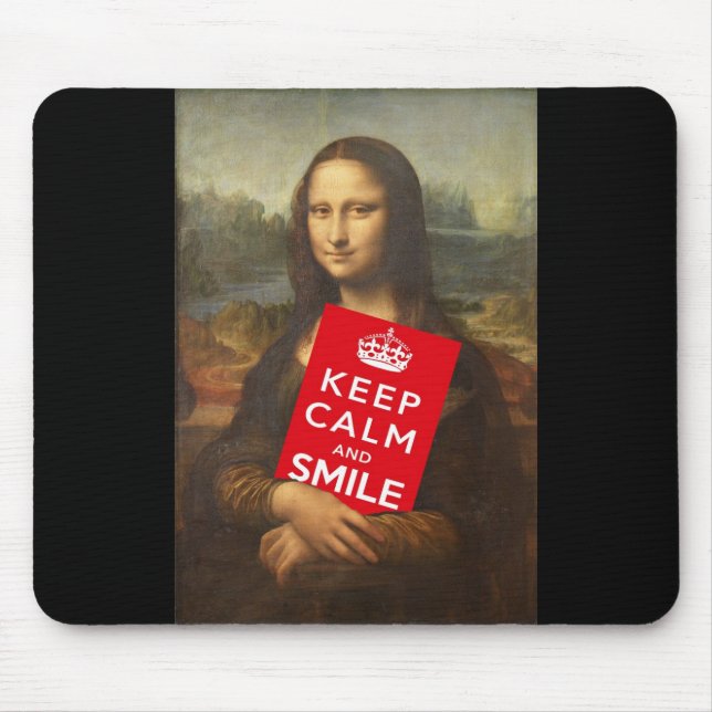 Mona Lisa Keep Calm And Smile Mouse Mat (Front)