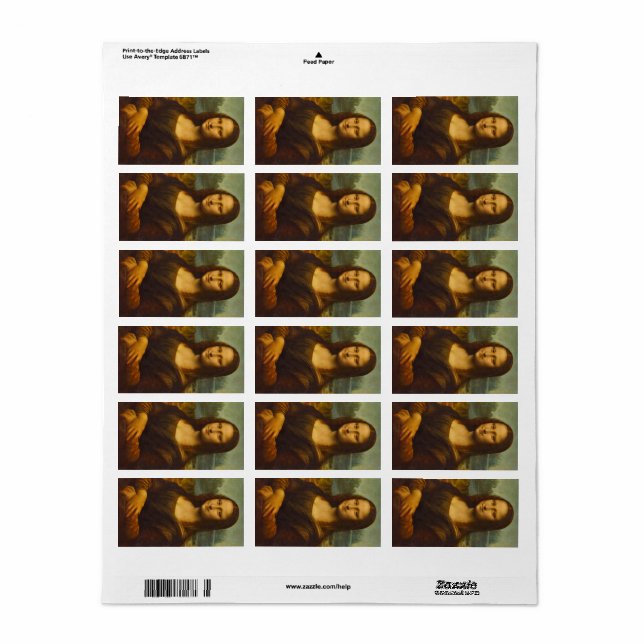 Mona Lisa, La Joconde,1503 by Leonardo da Vinci Label (Full Sheet)
