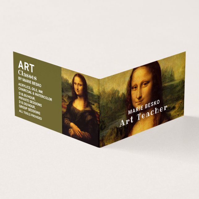 Mona Lisa, Leonardo Da Vinci, Art Teacher Detailed Business Card (Outside)