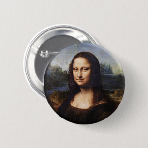 Mona Lisa & Leonardo da Vinci /vintage Italy 6 Cm Round Badge