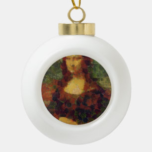 Mona Lisa Lettuce Fine Art Vegan Spoof Ceramic Ball Christmas Ornament