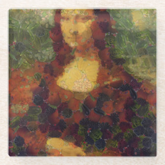 Mona Lisa Lettuce Fine Art Vegan Spoof Glass Coaster