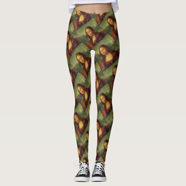 Mona Lisa Lettuce Fine Art Vegan Spoof  Leggings (Front)