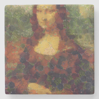 Mona Lisa Lettuce Fine Art Vegan Spoof Stone Coaster