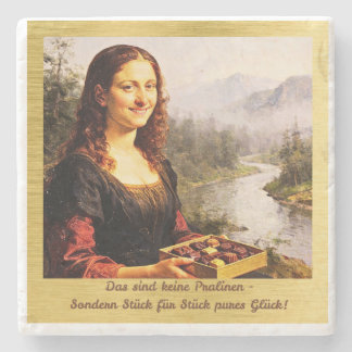 Mona Lisa liebt Pralinen Stone Coaster