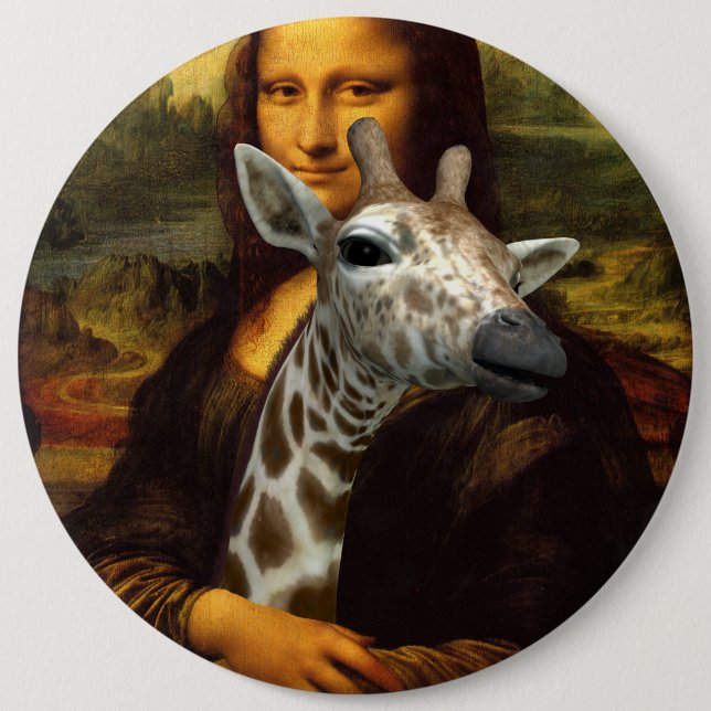 Mona Lisa Loves Giraffes 6 Cm Round Badge (Front)