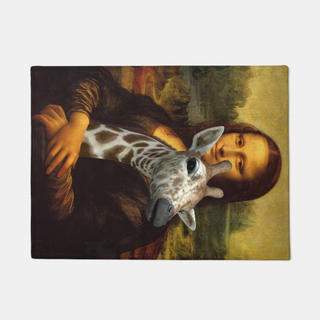 Mona Lisa Loves Giraffes Doormat (Front)