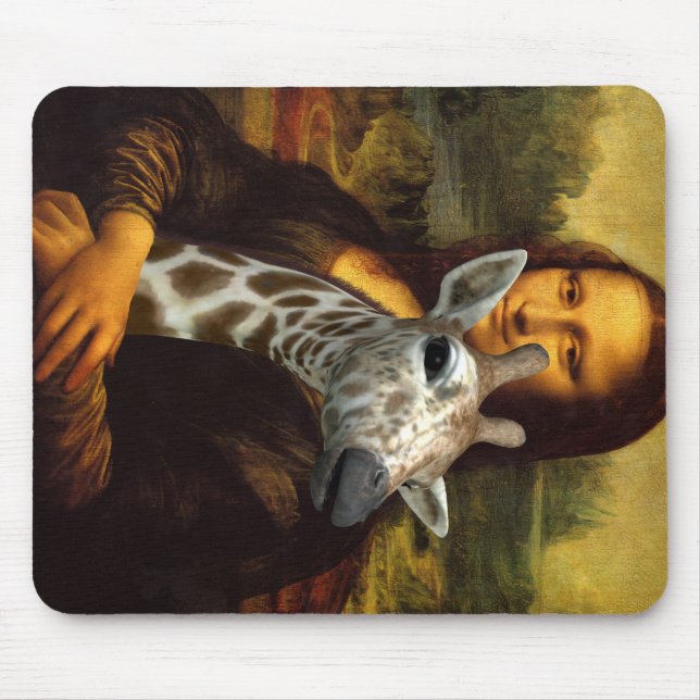 Mona Lisa Loves Giraffes Mouse Mat (Front)