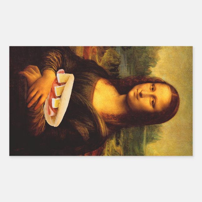 Mona Lisa Loves Paninis Rectangular Sticker (Front)