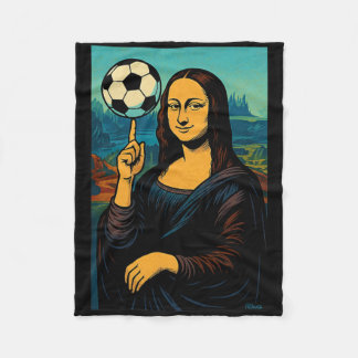 Mona Lisa Loves Soccer Spinning The Ball On Her Fi Fleece Blanket