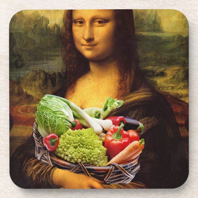 Mona Lisa Loves Vegetables Coaster (Front)