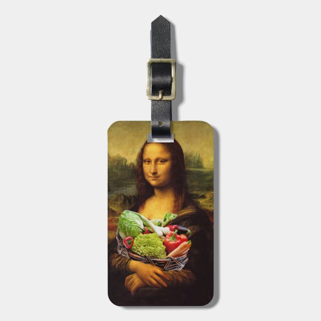 Mona Lisa Loves Vegetables Luggage Tag (Front Vertical)
