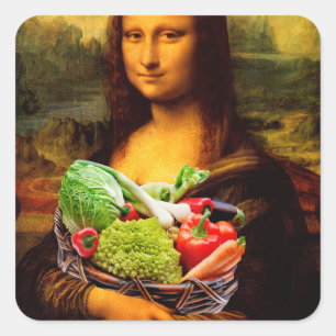 Mona Lisa Loves Vegetables Square Sticker