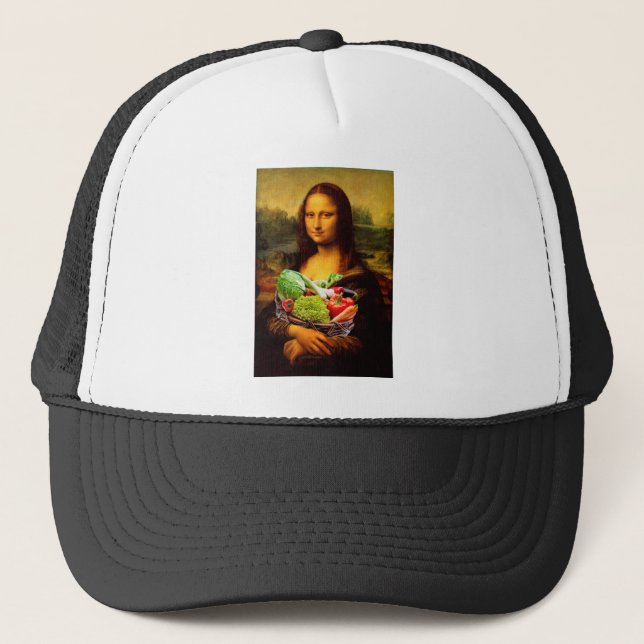 Mona Lisa Loves Vegetables Trucker Hat (Front)
