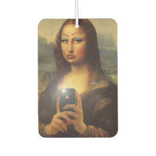 Mona Lisa making a funny face with makeup Da Vinci Car Air Freshener