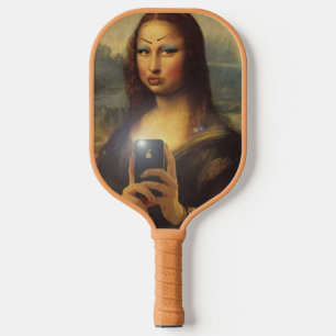 Mona Lisa making a funny face with makeup Da Vinci Pickleball Paddle