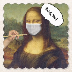 Mona Lisa masked Paper Coaster
