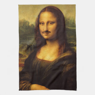 mona lisa moustache tea towel