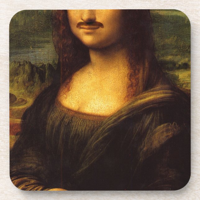 mona lisa mustache coaster (Front)