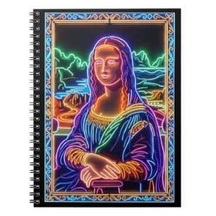 Mona Lisa Neon Light Portrait Design Notebook