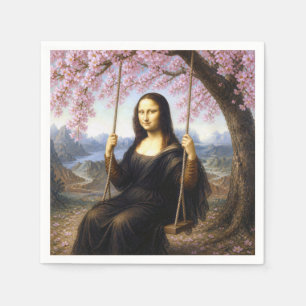 Mona Lisa on a Swing in Cherry Blossoms Napkin