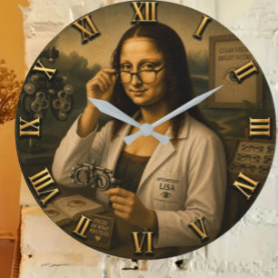 Mona Lisa Optometrist Funny Eye Doctor Office Deco Large Clock