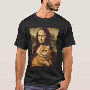 Mona Lisa Orange Cat Funny GInger Painting Women M T-Shirt