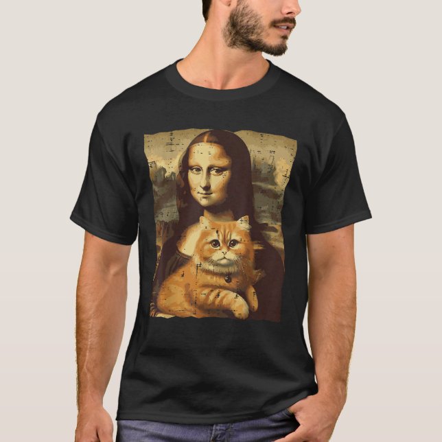 Mona Lisa Orange Cat Funny GInger Painting Women M T-Shirt (Front)
