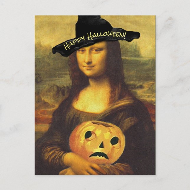 Mona Lisa Original Witch Happy Halloween PC fun Postcard (Front)