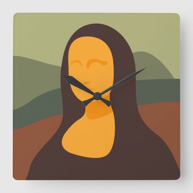 Mona Lisa Painting Art Square Wall Clock (Front)