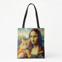 Mona Lisa painting La Gioconda with Cat