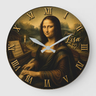 Mona Lisa Pianist Large Clock