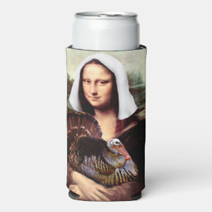 Mona Lisa Pilgrim Thanksgiving Seltzer Can Cooler