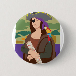 Mona Lisa Pirate 6 Cm Round Badge