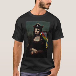 Mona Lisa Pirate Captain With Moustache T-Shirt