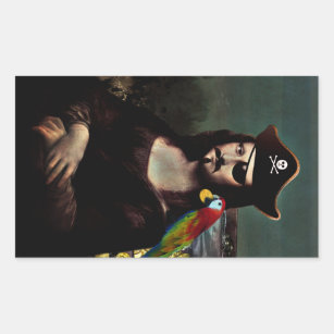 Mona Lisa Pirate with Moustache Rectangular Sticker