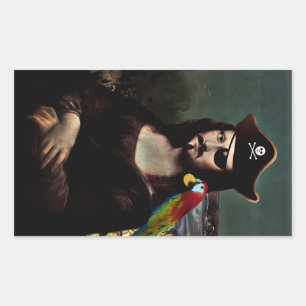 Mona Lisa Pirate with Moustache Rectangular Sticker