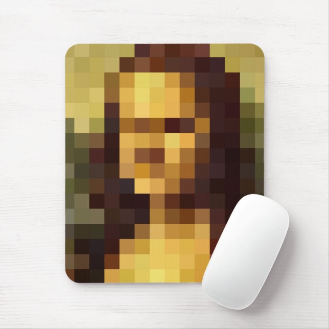 Mona Lisa pixel art Leonardo da Vinci, La Gioconda Mouse Mat (With Mouse)