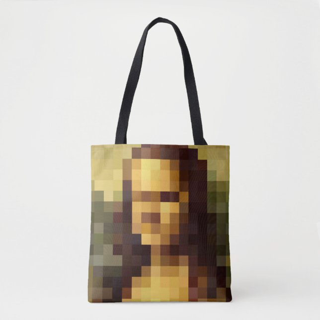 Mona Lisa pixel art Leonardo da Vinci, La Gioconda Tote Bag (Front)