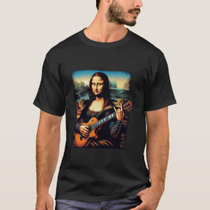 mona lisa playing guitar Funny Music Lover Musicia T-Shirt