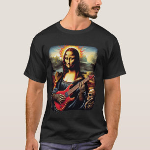 mona lisa playing guitar Funny Music Lover Musicia T-Shirt