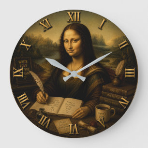 Mona Lisa Poet Funny Writer & Poetry Large Clock